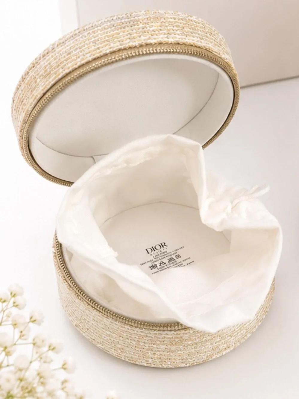 Dior Beauty Round Vanity Case / Jewelry Case with Original Box